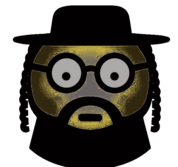 A lovely emotion of a yellow man with a beard and top hat